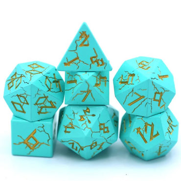 7-Set Barbarian Solid Metal: Chrome Turquoise w/ Gold