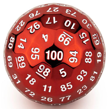 D100 Sided Dice - Titans Fist: 50mm - Red Color