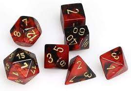 CHX 20633 Gemini Black-Red/Gold 7 Count Mini Polyhedral Dice Set