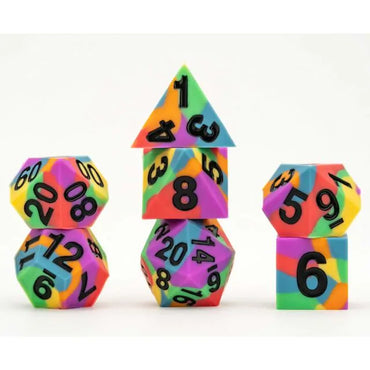 Pride Rainbow Flag 7 Count Polyhedral Silicon Dice Set