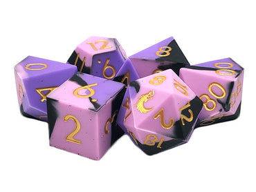 Silicone Dice - Purple, Pink, & Black 7pc RPG Set