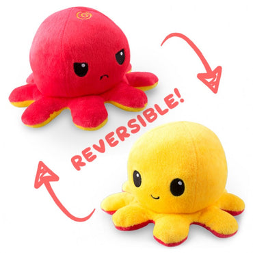 Reversible Octopus Plush: Red & Yellow
