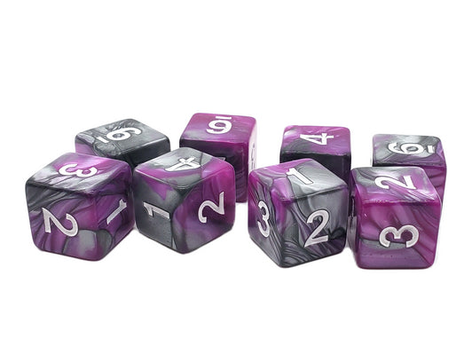Vorpal - Silver & Purple 8 Count 16mm D6 Dice Set