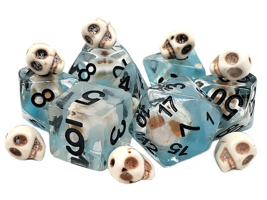 Infused Dice - Skull (Blue) 7pc RPG Set