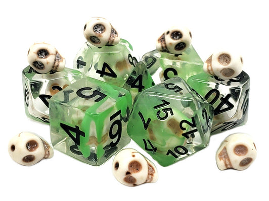 Infused Dice - Skull (Green) 7pc RPG Set
