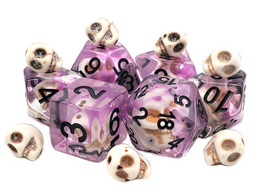 Infused Dice - Skull (Purple) 7pc RPG Set