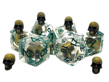 Infused Dice - Skull (Yellow w/ Teal) 7pc RPG Set