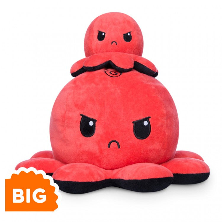 Big Reversible Octopus Plush: Red & Black