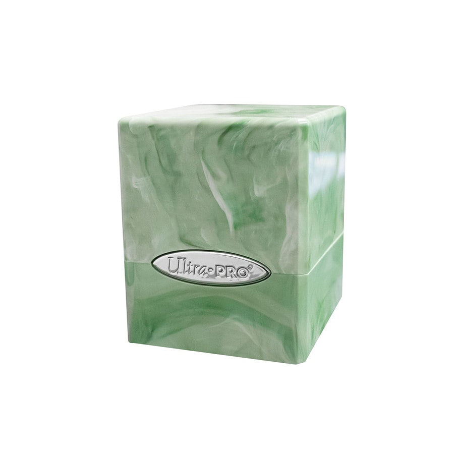 Satin Cube - Marble Lime Green and White