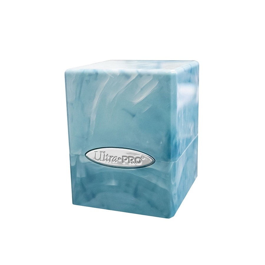 Satin Cube - Marble Light Blue and White