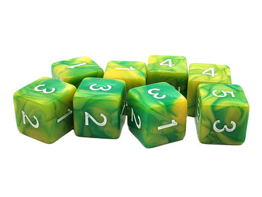 Vorpal - Green & Yellow 8 Count 16mm D6 Dice Set