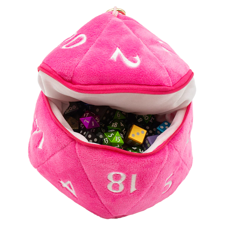 Plush D20 Dice Bag: Hot Pink