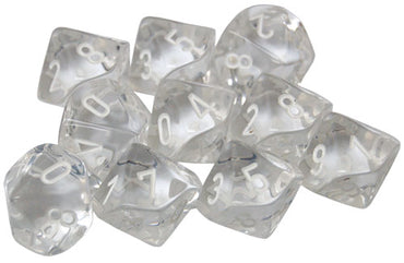 CHX 23071 Translucent Clear/White 7 Count Polyhedral Dice Set