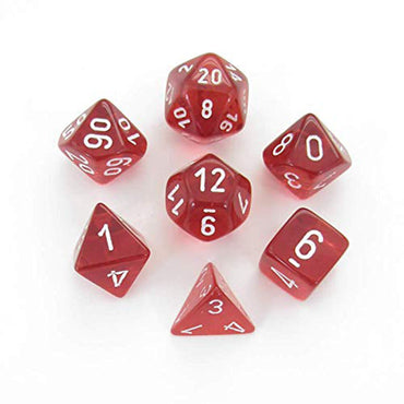 CHX 23074 Translucent Red/White 7 Count Polyhedral Dice Set