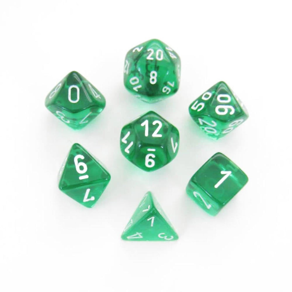 CHX 23075 Green/White Translucent 7 Count Polyhedral Dice Set