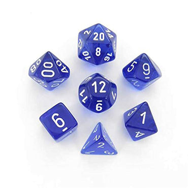 CHX 23076 Blue/White Translucent 7 Count Polyhedral Dice Set