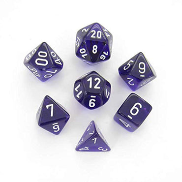 CHX 23077 Purple/White Translucent 7 Count Polyhedral Dice Set