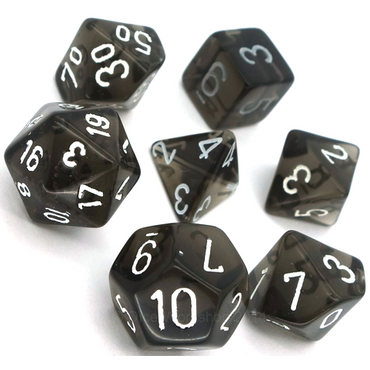 CHX 23078 Smoke/White 7 Count Translucent Polyhedral Dice Set