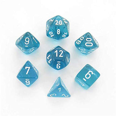 CHX 23085 Teal/White Translucent 7 Count Polyhedral Dice Set