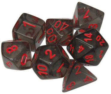 CHX 23088 Smoke/Red 7 Count Translucent Polyhedral Dice Set