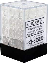 CHX 23801 Clear/White Translucent 36 Count 12mm D6 Dice Set