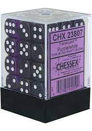 CHX 23807 Purple/White Translucent 36 Count 12mm D6 Dice Set