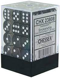 CHX 23808 Smoke/White Translucent 36 Count 12mm D6 Dice Set