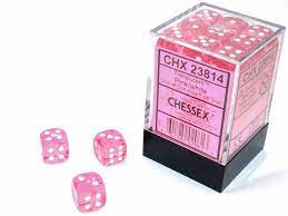 CHX 23814 Pink/White Translucent 36 Count 12mm D6 Dice Set