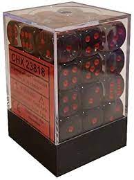 CHX 23818 Smoke/Red Translucent 36 Count 12mm D6 Dice Set