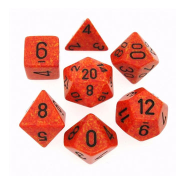 CHX 25303 Orange Speckled Fire 7 Count Polyhedral Dice Set