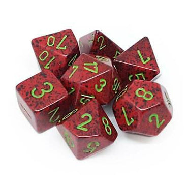 CHX 25304 Speckled Strawberry Red/Green 7 Count Polyhedral Dice Set