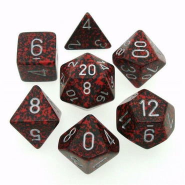 CHX 25344 Speckled Red/Silver Volcano 7 Count Polyhedral Dice Set