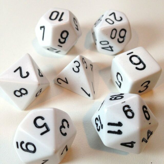 CHX 25401 Opaque White/Black 7 Count Polyhedral Dice Set