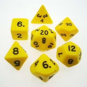 CHX 25402 Opaque Yellow/Black 7 Count Polyhedral Dice Set