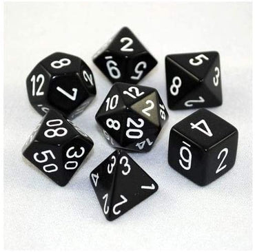 CHX 25408 Opaque Black/White 7 Count Polyhedral Dice Set