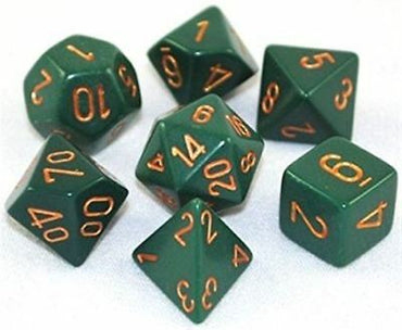 CHX 25415 Opaque Dusty Green/Copper 7 Count Polyhedral Dice Set