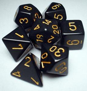 CHX 25428 Opaque Black/Gold 7 Count Polyhedral Dice Set