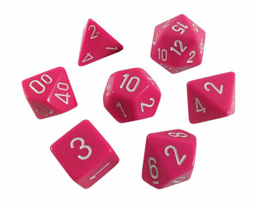 CHX 25444 Opaque Pink/White 7 Count Polyhedral Dice Set