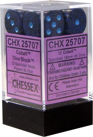 CHX 25707 Cobalt Blue Speckled 12 Count 16mm D6 Dice Set