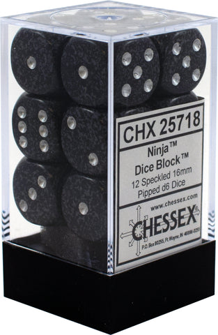 CHX 25718 Ninja Speckled 12 Count 16mm D6 Dice Set
