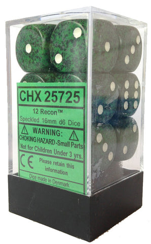 CHX 25725 Recon Green/White Speckled 12 Count 16mm D6 Dice Set