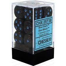 CHX 25738 Blue Stars Speckled 12 Count 16mm D6 Dice Set