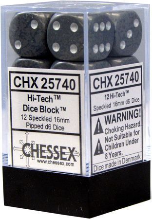 CHX 25740 High Tech Speckled 12 Count 16mm D6 Dice Set