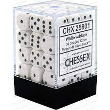 CHX 25801 White/Black Opaque 36 Count 12mm D6 Dice Set