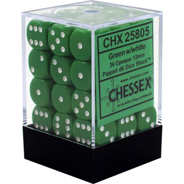 CHX 25805 Green with White 36 Count 12mm D6 Dice Set