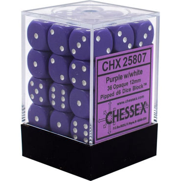 CHX 25807 Purple/White Opaque 36 Count 12mm D6 Dice Set