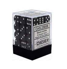 CHX 25808 Black/White Opaque 36 Count 12mm D6 Dice Set