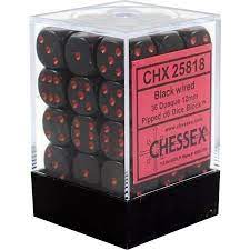 CHX 25818 Black/Red Opaque 36 Count 12mm D6 Dice Set