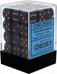 CHX 25826 Dusty Blue/Copper Opaque 36 Count 12mm D6 Dice Set
