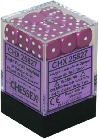CHX 25827 Light Purple with White 36 Count 12mm D6 Dice Set